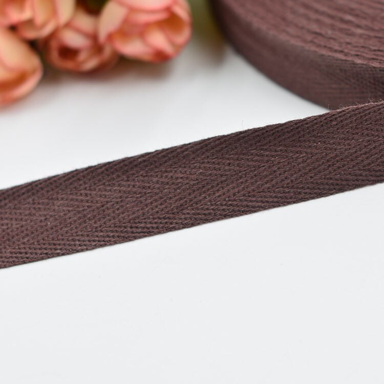 45M Meetee 2cm Herringbone Pattern Cotton Webbing Tape High Tenacity Bag Lable Ribbons Sewing Tapes Bias Binding DIY Accessories: Coffee