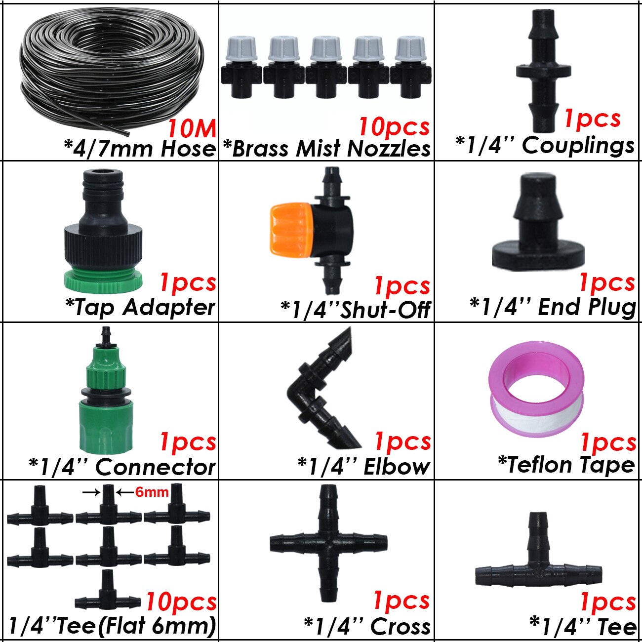 SPRYCLE 5-50m Gewächshaus Garten 1/4 "Schlauch Automatische Mikro Bewässerung Bausatz Tropf Bewässerung System Einstellbar Durcheinander Zerstäubung düse: Armee Grün