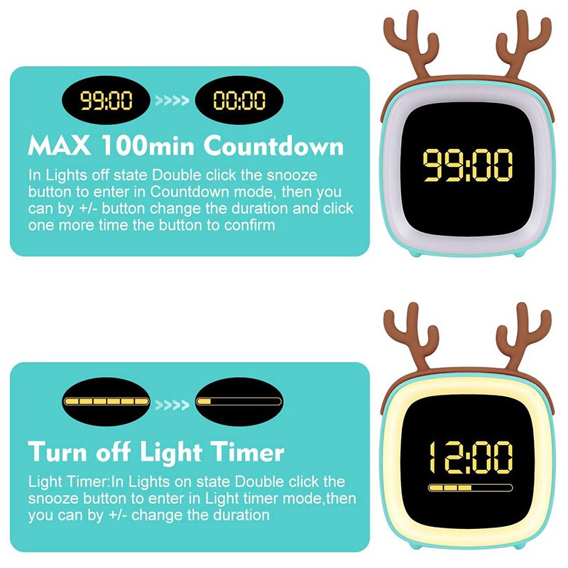 Kids Child Alarm Clock Sleep Training Clock Colorful Digital Wake Up Clock Temperature Snooze Timer Clock For Bedroom/Table/Desk