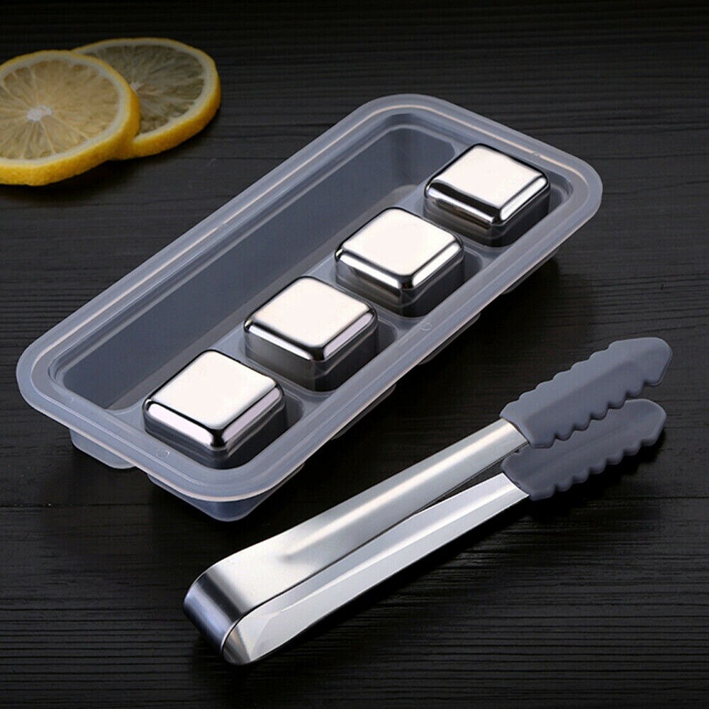 Whisky Stones Ice Cubes Set Reusable Food Grade Stainless Steel Wine Cooling Cube Chilling Rock Party Bar Tool