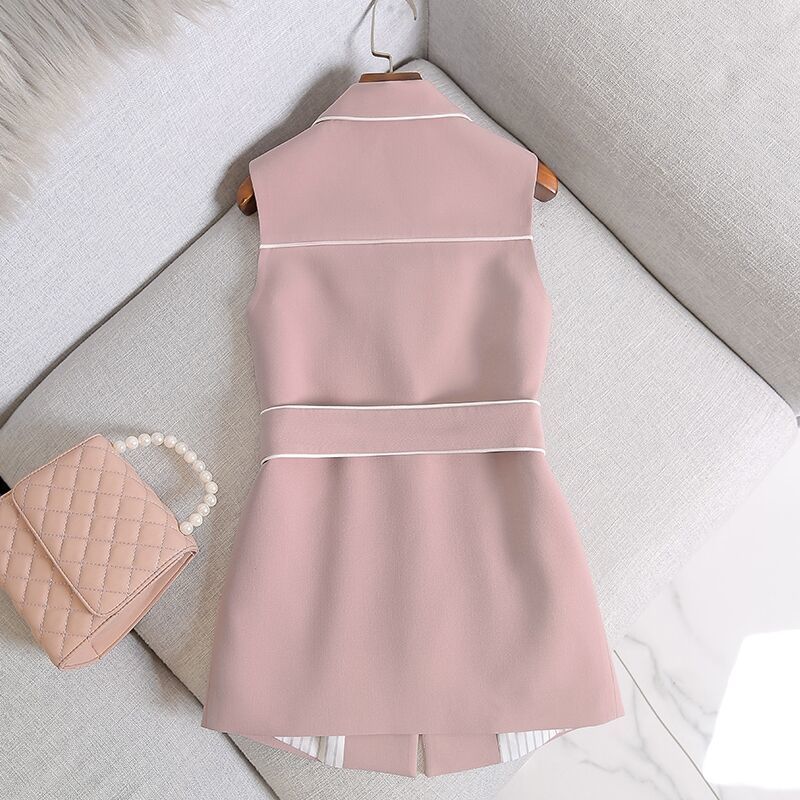 2020 primavera autunno donna Vintage Blazer lungo gilet Chic abito senza maniche a un bottone giacca femminile capispalla gilet top