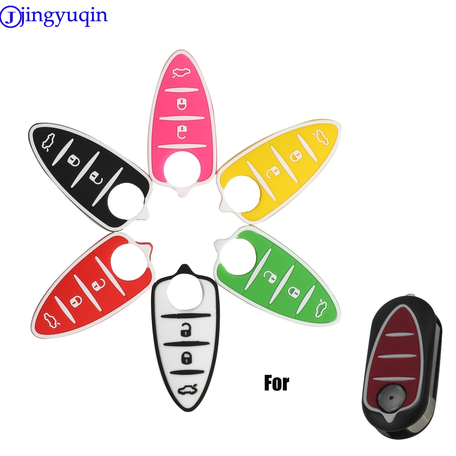 Jingyuqin kluczyk robić samochodu podkładka gumowa pokrywa 3 przyciski robić Alfa Romeo Mito Giulietta 159 GTA pokrywy skrzynka