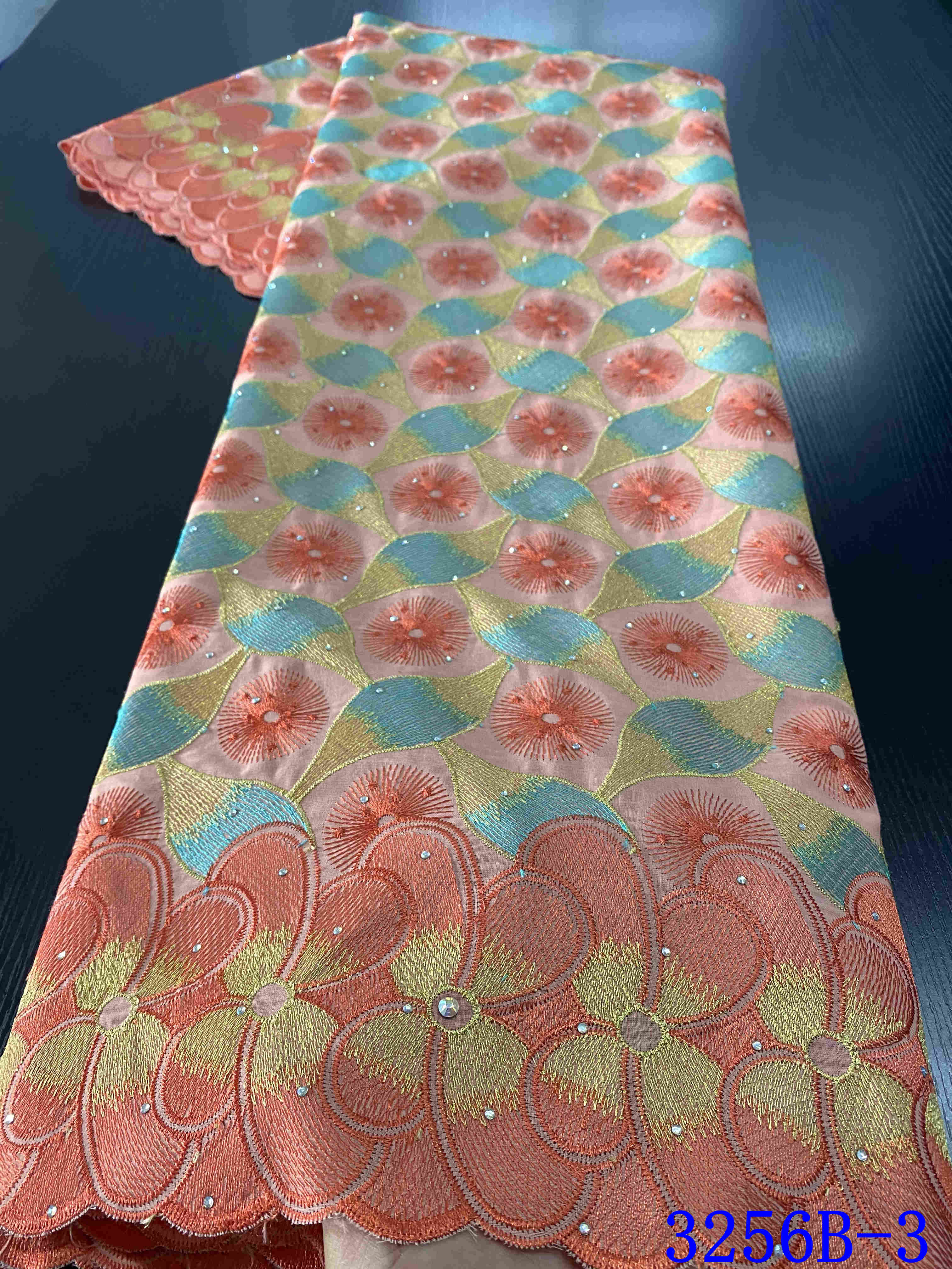 african voile lace fabric lace nigerian dry cotton lace fabrics for wedding women dress with stones YA3256B-8: Picture 3