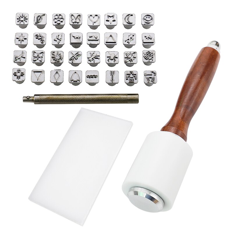 Diy Lederen Stempelen Tool Set, Fancy Stampen, Nylon Hamer, White Board, Leer Professionele Carving Hulpmiddel Levert