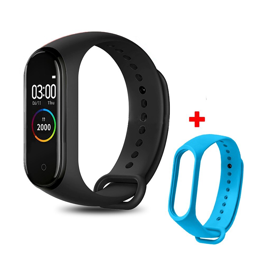 M4 Smart Band Fitness Trcker braccialetto sportivo pedometro frequenza cardiaca pressione sanguigna Bluetooth salute cinturino impermeabile Smartband: M4 with blue strap