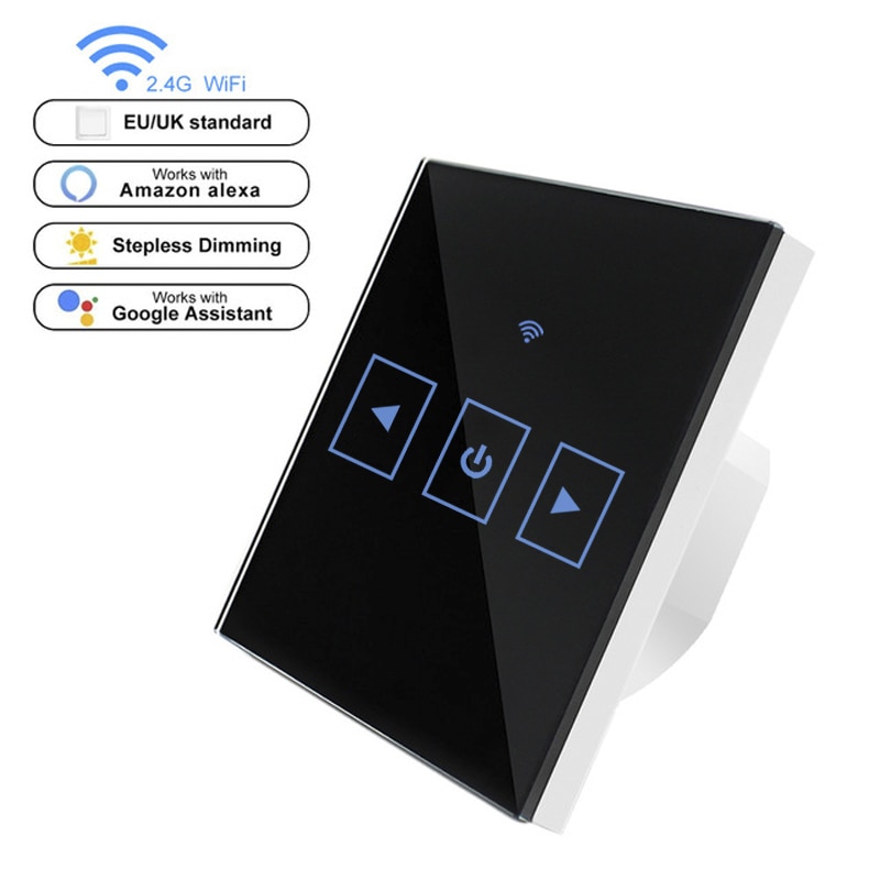 WIFI Smart Remote Touch Screen Sensor Switch LED Dimmer Switch Wall Glass Touch Dimmable Control Panel for EU / UK
