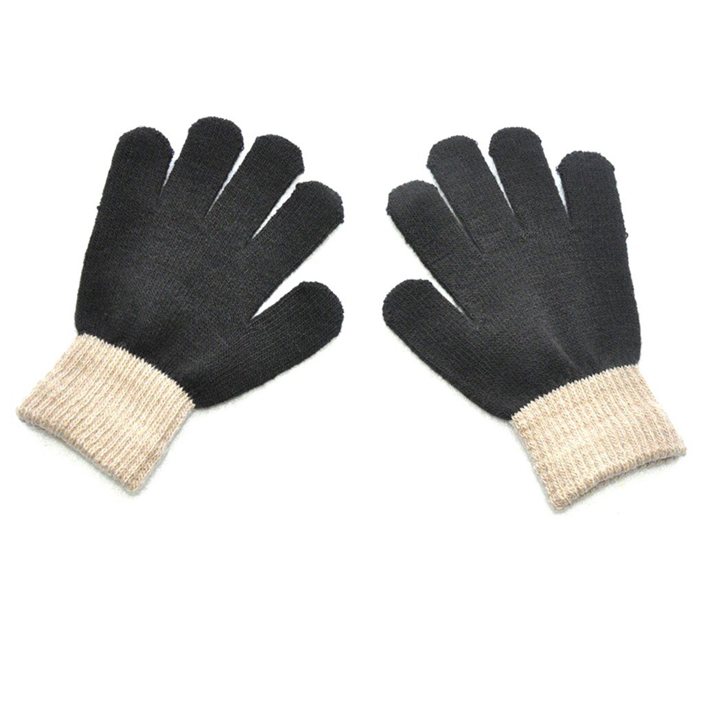 Winter Feste Handschuhe Kinder Kinder Magie Winter Handschuhe Colorblock Volle Finger Warme Gestrickte Handschuhe Bebes Accesorios Recien Nacido: COFFEE