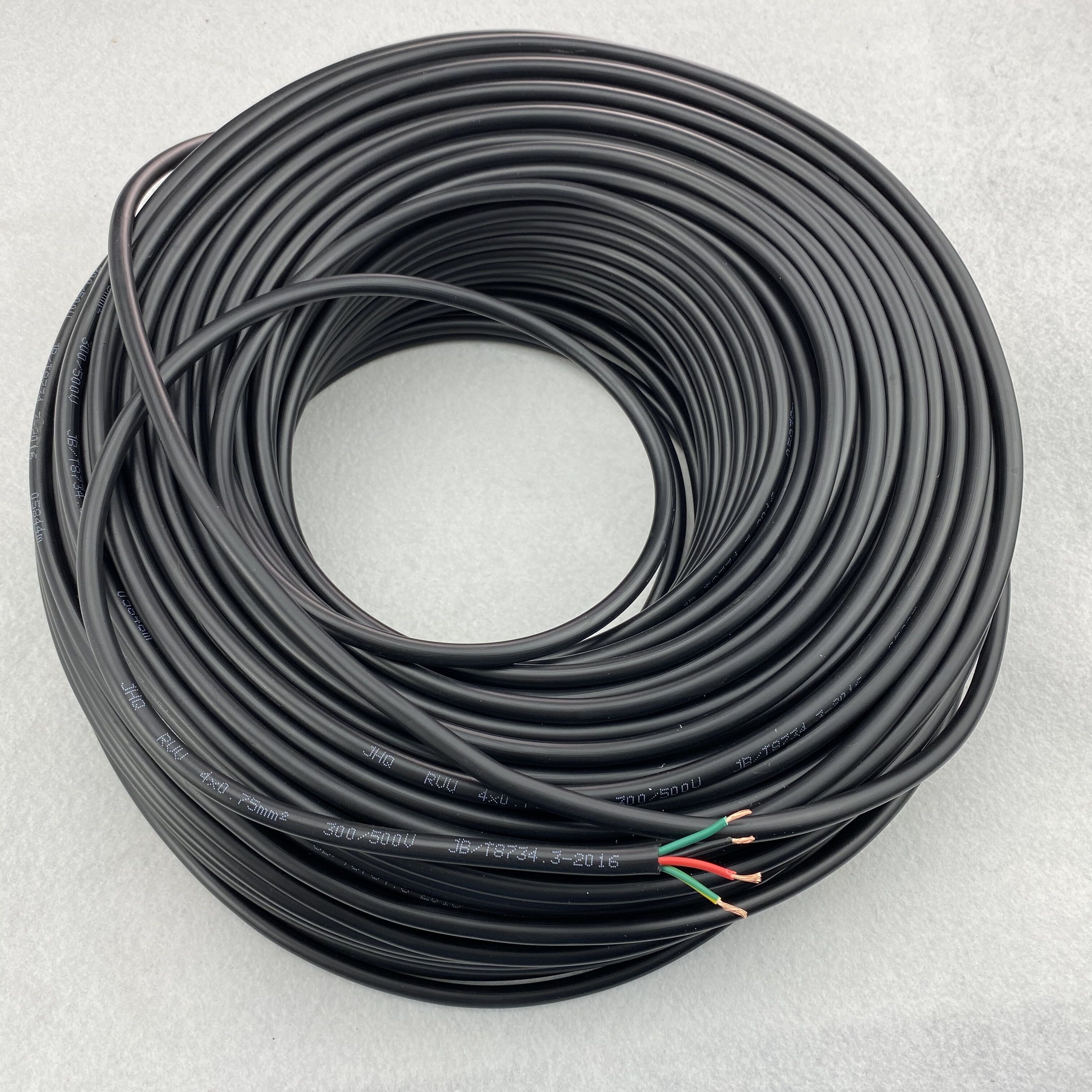 2 core/3 core/4 core 100m/roll BLACK PVC covered round cable,18AWG(0.75mm)