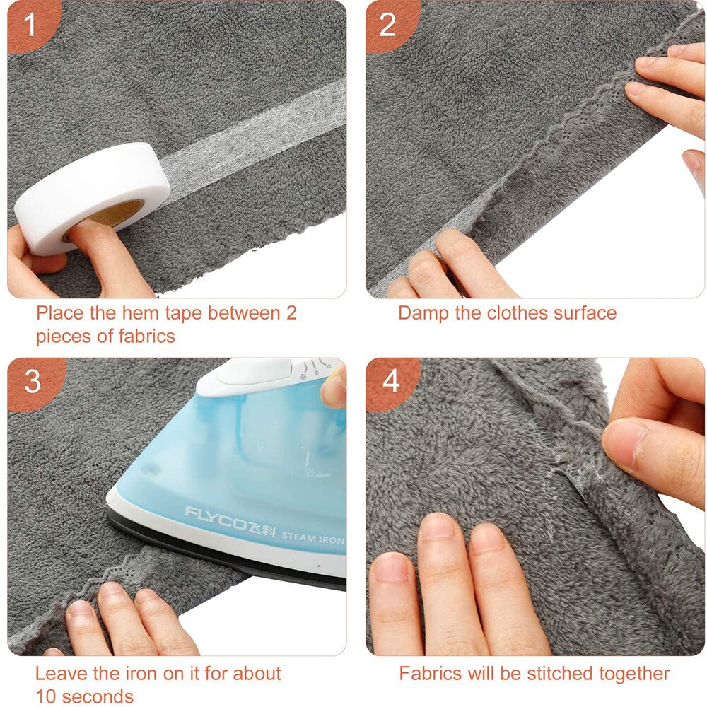 1/4Pcs 20mm*10m Fabric Fusing Tape Stitch Fusible Bonding Web Hem Iron-on Adhesive Tape Hemming Tape for Clothes DIY Sewing Tool