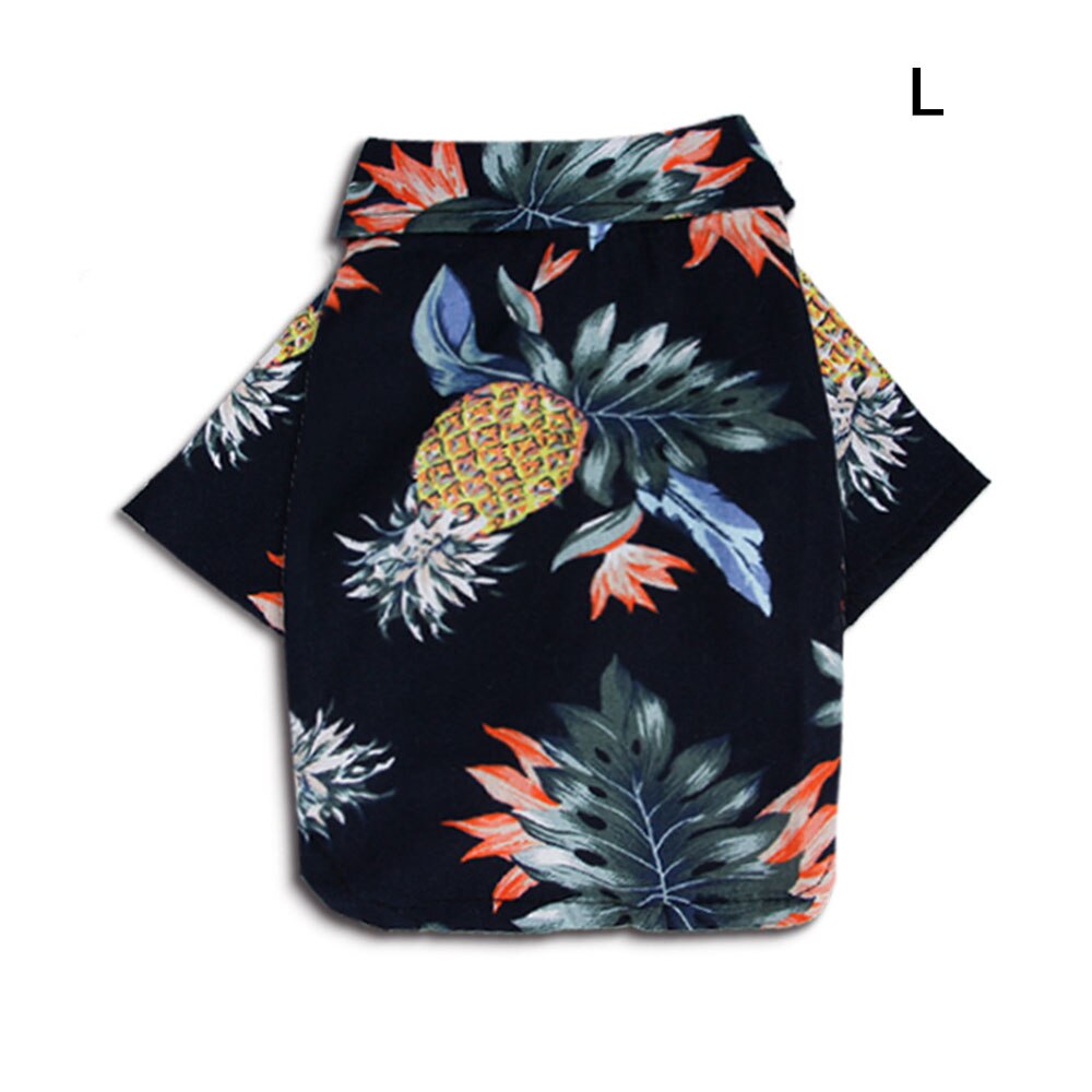 Petit grand chien Chihuahua chien chat Blouse chien chemises vêtements été plage vêtements gilet vêtements pour animaux de compagnie T-Shirt à fleurs hawaïen: Navy blue / XXL