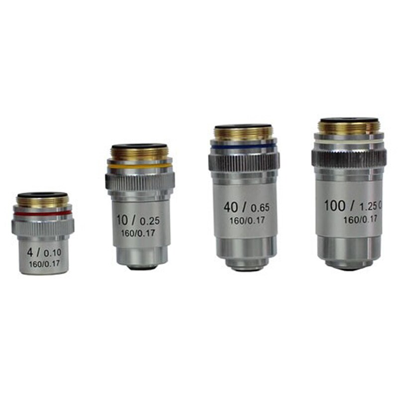 4X 10X 40X 100X Microscope Objective Lens Achromatic Objective Laboratory Biological Microscope Parts 4Pcs: Default Title
