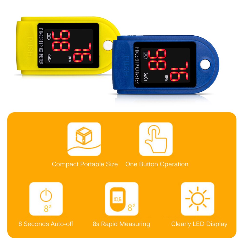 Fingertip Pulse Oximeter Pulse Oximeter Finger Pulse Blood Oxygen SpO2 Monitor Mini Pulse & Heart Rate Measuring Gauge Blood