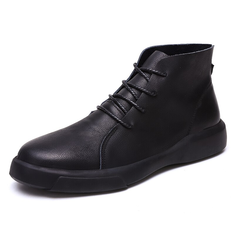 Männer Stiefel Männer Weiche Leder Stiefeletten Britischen Stil herren Stiefel Große Größe 47 Winter Warme Stiefel: Schwarz / 12