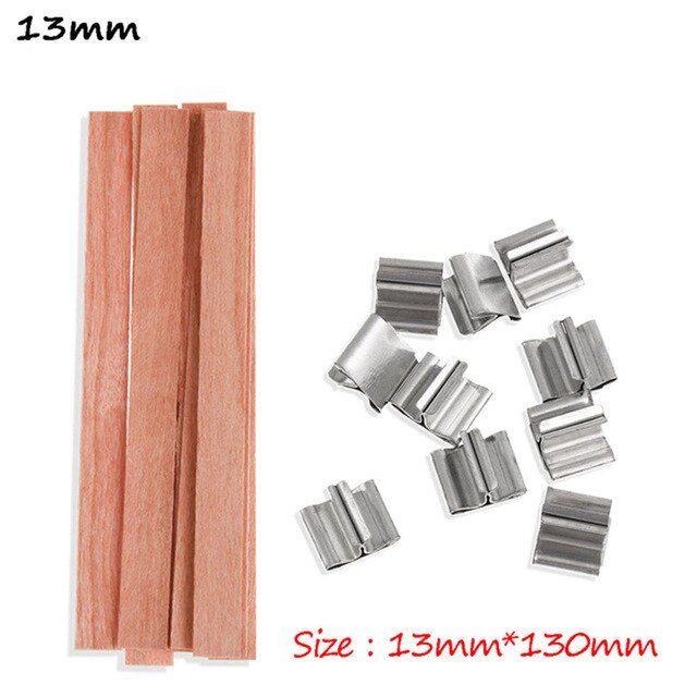 100pcs Wooden Wick Candle With Sustainer Tab Soy Wax Candle Wicks Core Diy Oil Lamps Candle Making Pick Supply Soy Parffin Wax: 13mmx130mm
