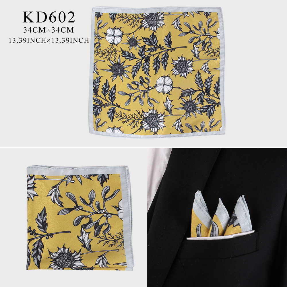 Print Pocket Square For Men Women Floral Printing Kerchief Men's Handkerchiefs Soft Suits Square Handkerchief Towels Scarves: black
