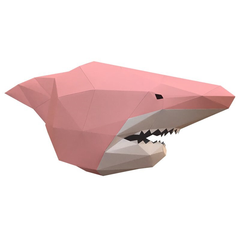Handmade Three-Dimensional Paper Mold DIY Shark Mask Headgear Men's Fancy Dress Ball Party Halloween Photography Props: E