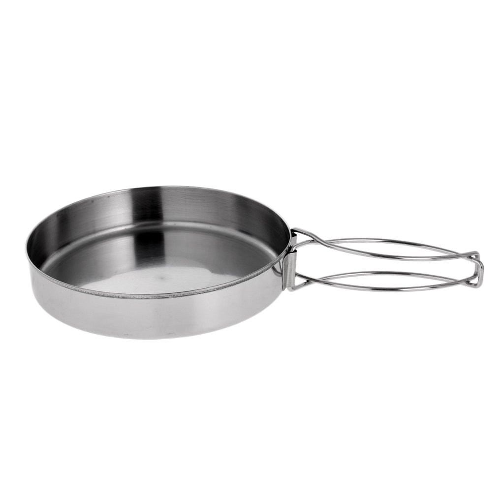 4-in-1 Stainless Steel Outdoor Backpacking Camping Picnic Cookware Cook Set