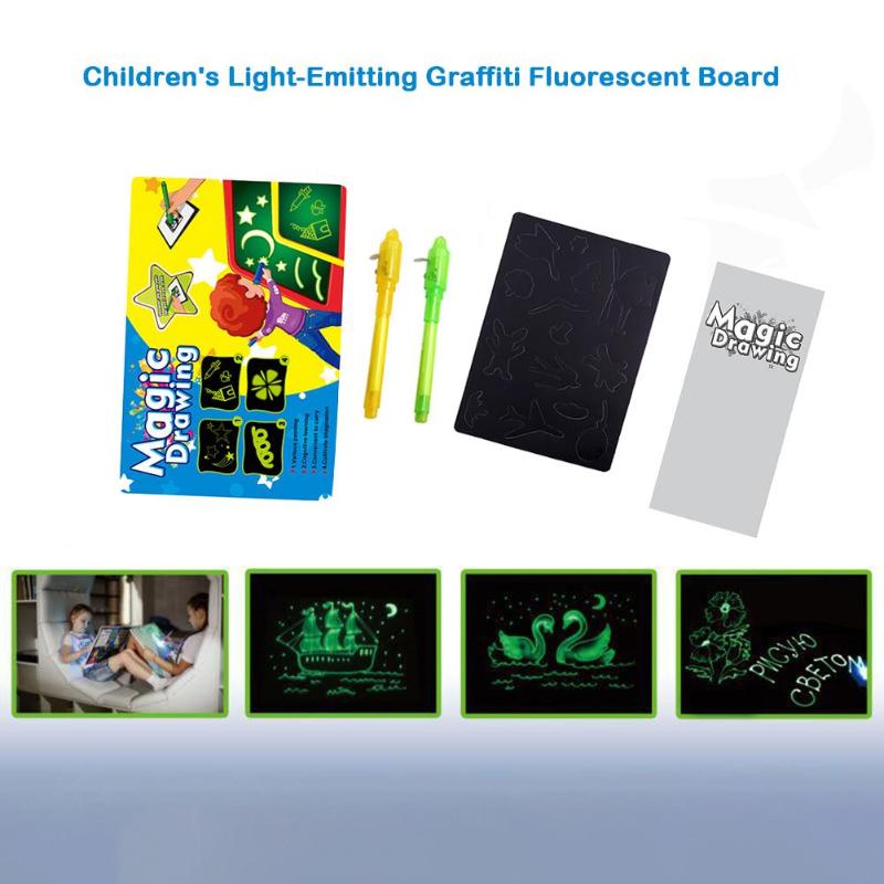 Lichtgevende Tekentafel Glow In Dark Kids Glowing Magic Graffiti Schilderen Schrijven Educatief Speelgoed Met 2 Pennen