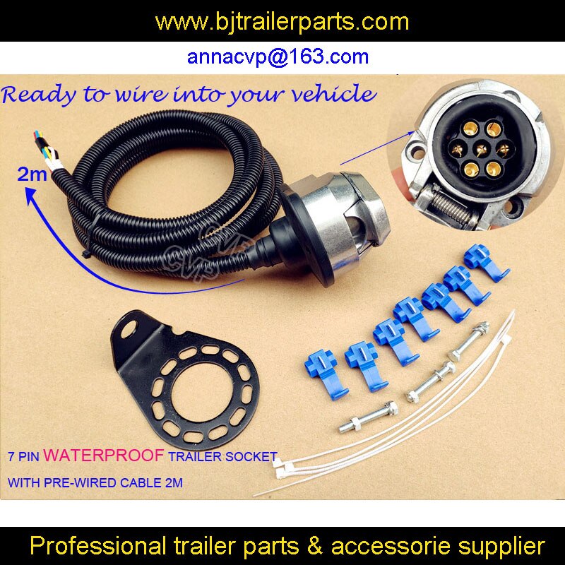 CVP waterproof 12N 7 pin trailer plug socket pre-wired cable truck automotive parts trailer connector with bracket parts
