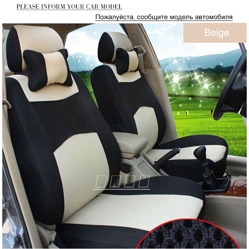 O Shi Auto Bekleding Sandwich Mesh Ademend Materiaal Vier Seizoenen Universele Vijf-Zits Auto Stoelhoezen Pad Voor de Meeste Auto 'S: Beige