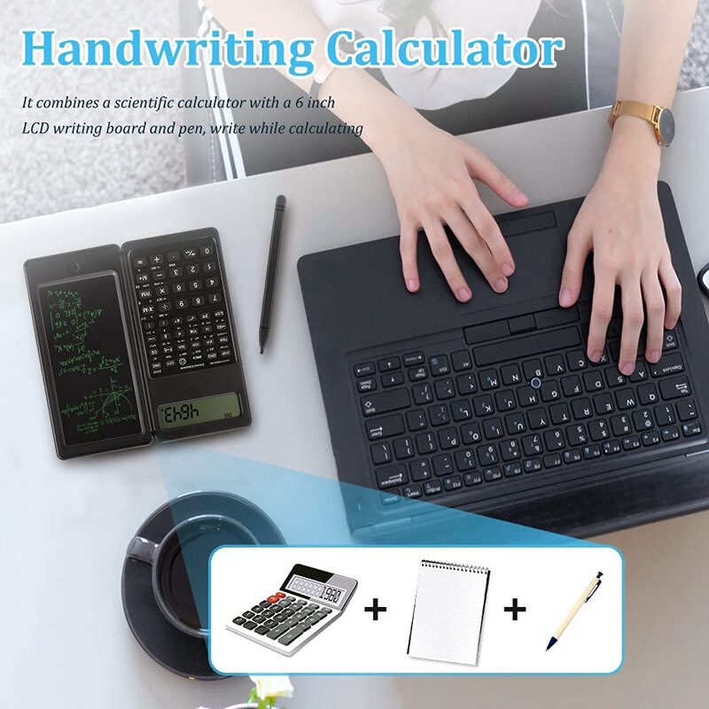 Calculator, Electronic Office Calculator with Erasable Writing Board, LCD Display Desktop Calculator for Office School