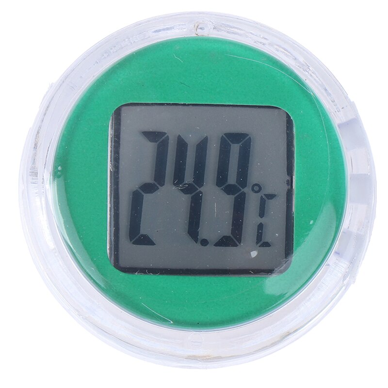 1pc mini vandtæt motorcykel digitalt termometer vandtæt ur bil interiør ure instrumenter motorcykel tilbehør: Grøn
