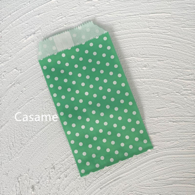 Sacs à bonbons biodégradables pour friandises, 100 pièces 8x15 cm, sacs en papier pour de fête, sac artisanal en papier imprimé à pois, sac de boulangerie, de mariage pour enfant: Mint Dot