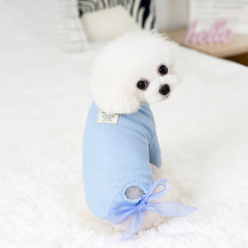 Solid Pet Clothes For Small Medium Dogs Costume Chihuahua Pets Dogs Clothing Dog Clothes Bow Tie Accessories Small Puppy Outfit: Blue / M