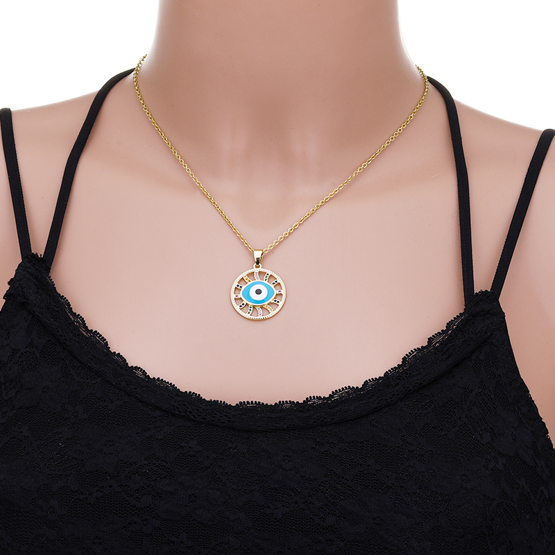 Evil Eye Pendant Necklaces Stianless Steel Chain Gold Color Turkish Girls Women Blue Devil Eye Jewelry