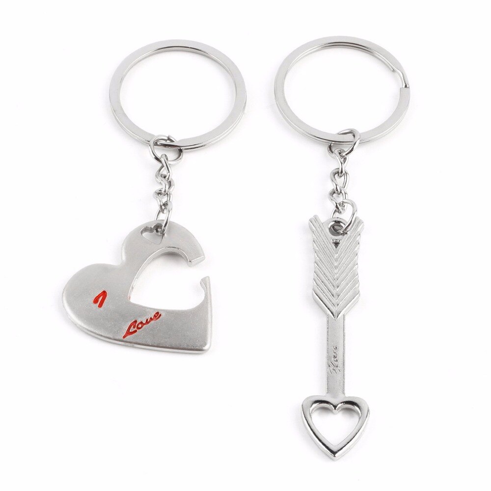 Verkoop Romantische Hart Pijl Bruidspaar Sleutelhanger Liefde Hart Sleutelhanger Keyfob Bruiloft Accessoires