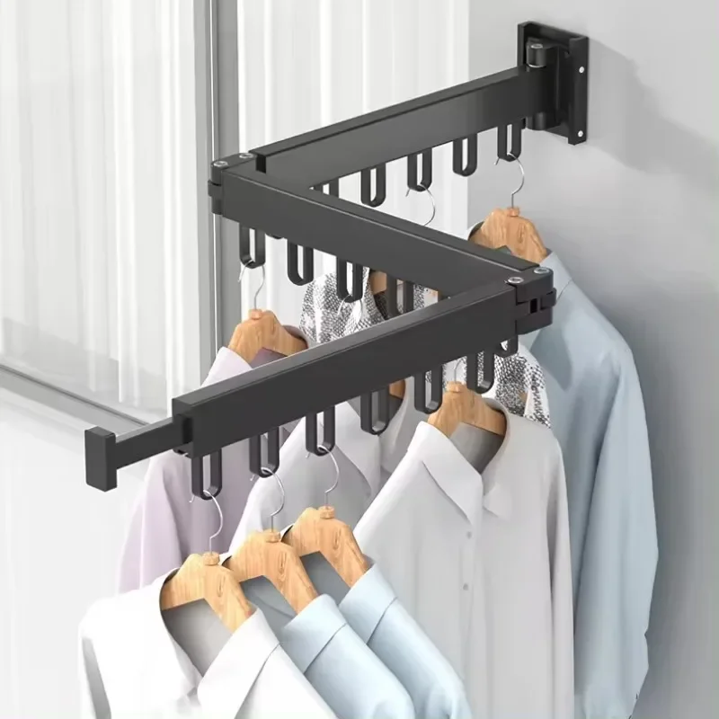 Wall Mounted Clothes Drying Rack,Aluminum Retractable Hanger,Space Saving Collapsible Dryer Racks for Balcony Parlour Laundry