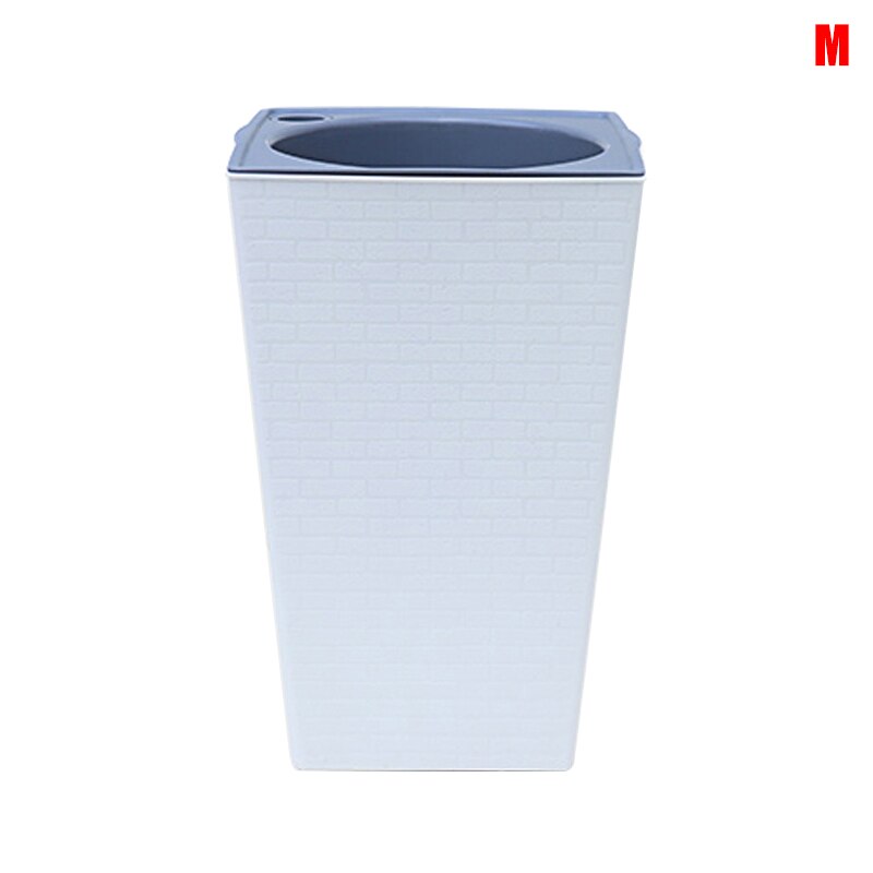 Brique motif Pot de fleurs Imitation métal plastique Pot de fleur carré et grand Type pour jardinage plantes en Pot DTT88: White / Grand