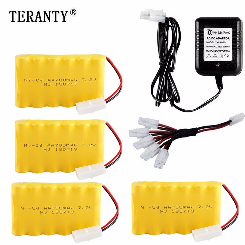 Batería ni-cd 7,2 v 700mah + cargador USB para juguetes Rc, coche, tanque, tren, Robot, barcos, pistolas AA 7,2 v, paquete de batería recargable, (Tamiya)