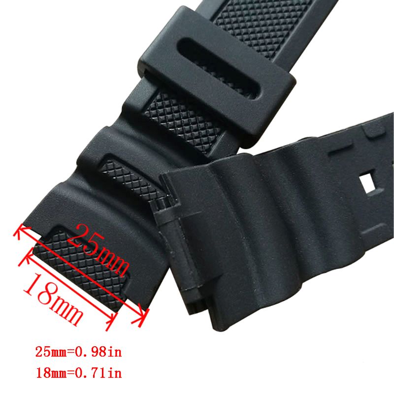 Silicone Watch Strap Stainless Steel Buckle Sport Wristband for CAsio SGW-100