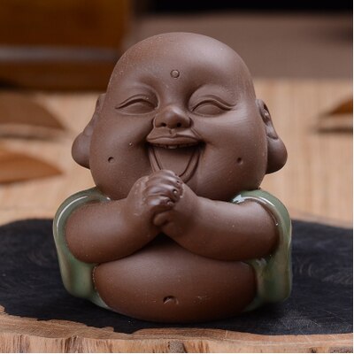 Glad buddha grine smilende buddha lille størrelse porcelæn leret ler te kæledyr geyao håndværk knitre glasur te spille på salg: Stil 4