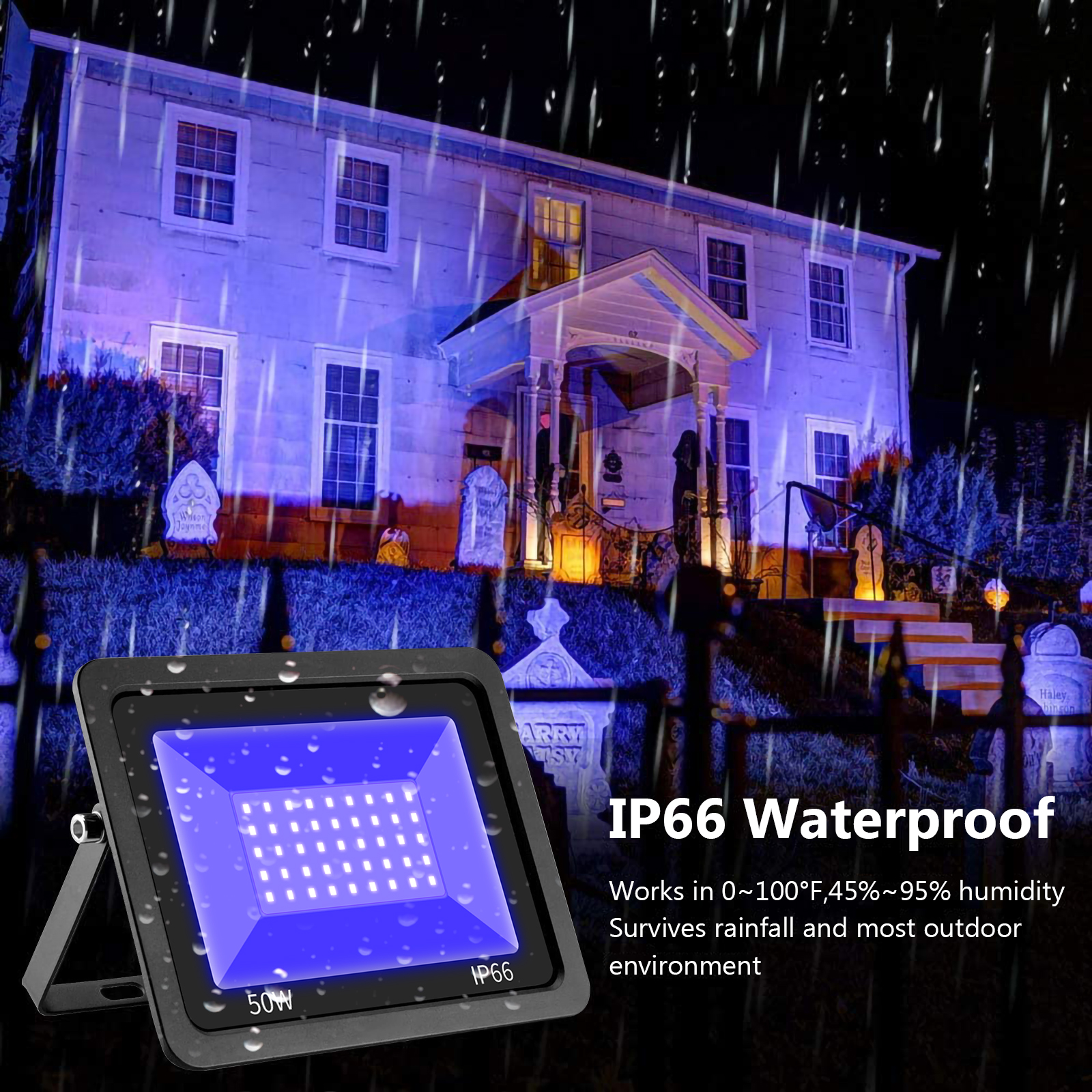 Luz de inundación UV LED 30W reflector 365 nm, foco UV impermeable IP66 efecto de luz ultravioleta con interruptor de encendido/apagado para , DJ