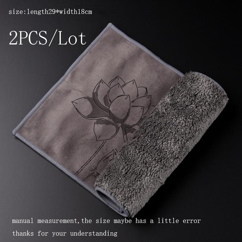 2 stücke Feine Lotus aufbringen Tee Servietten Verdickt Saugfähigen Baumwolle Tee Handtuch Kung Fu Tee Tisch Tuch Tee Zubehör Restaurant lappen: A 2Stck