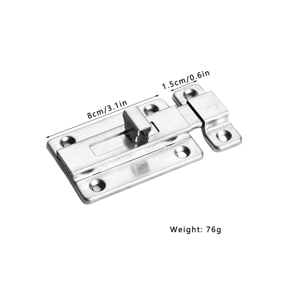 Door Lock Safety Guard Latch Slide Lock Door Drawer Barrel Bolt Silver Thick Aluminum Alloy Open Latch with Screw Stainless Stee