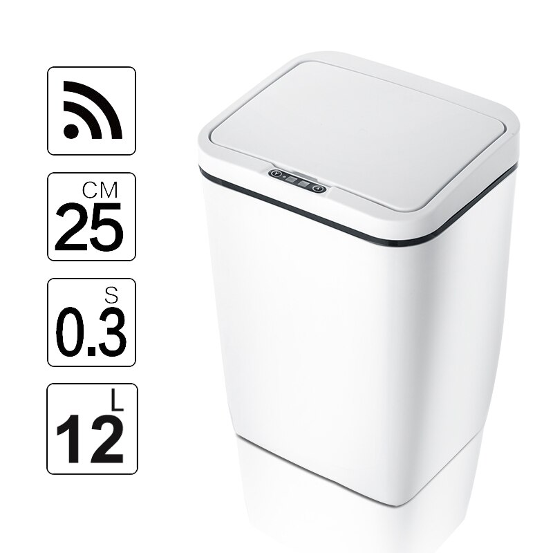 12L Home Intelligent Trash Can Automatic Sensor Dustbin Smart Sensor Electric Waste Bins PP Plastic Eco-Friendly Dustbin Househo
