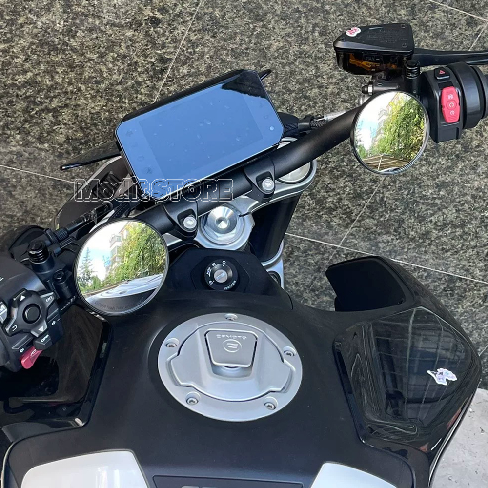 Universele motorfiets ronde achteruitkijkspiegel breed zicht bolle stuurhouder achterzijspiegel 360 graden rotatie