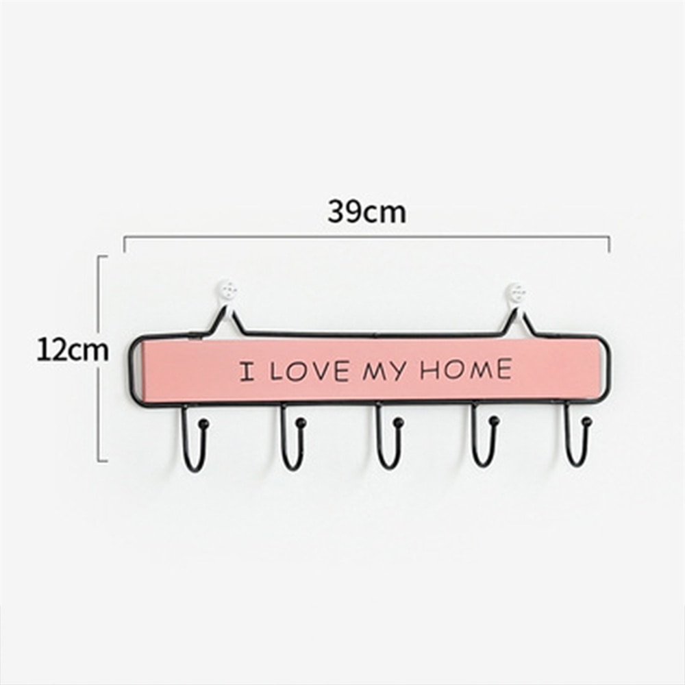 Mounted Clothes Wall Hanger 4 door Hooks Hat Key Holder Coat Rack Hanging Storage Shelf For Home door hanger towel hanger: Pink / L