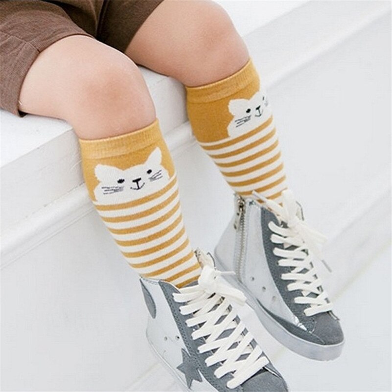 Wecute Baby Sokken Pasgeboren Kids Meisje Jongen Animal Patroon Anti-slip Knie Hoge Sok Vos Leuke Cartoon Kat Katoen sokken baby: E / M 2 to 4 years
