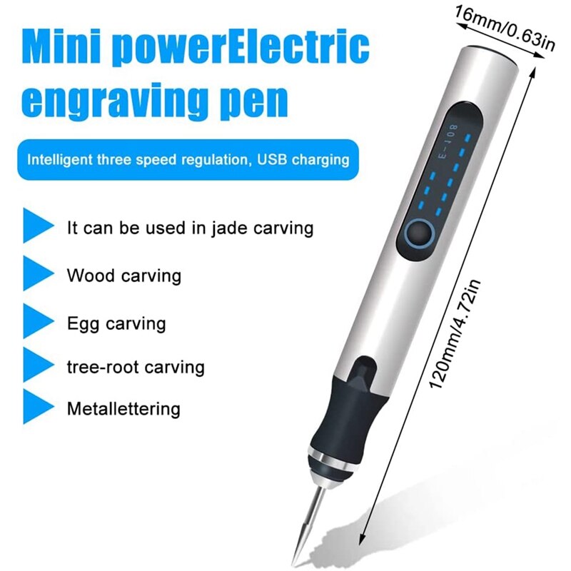 Stylo graveur USB Rechargeable, Kit de gravure sur bois sans fil pour pierre de verre, bijoux, clous, céramique
