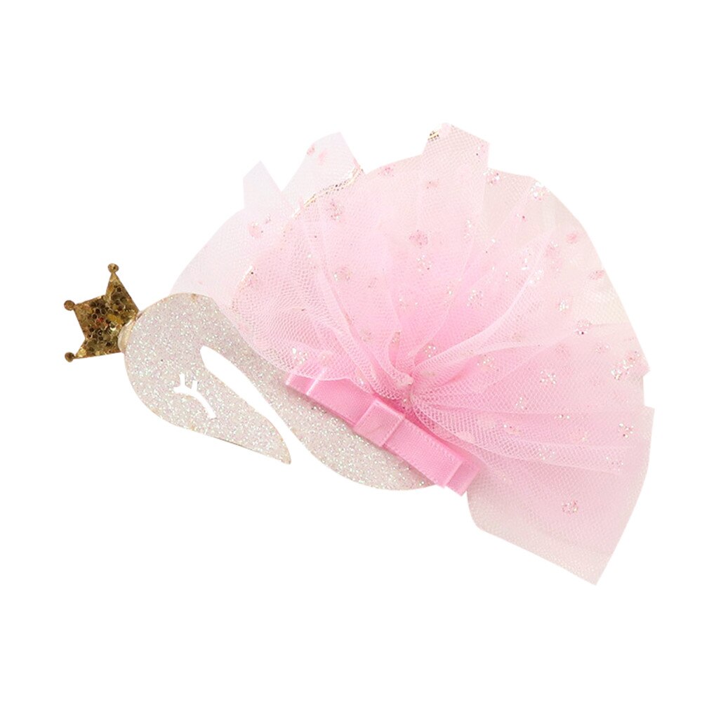 Baby Products Children Lace Swan Baby Hair Clip Hair Accessories Girl Cute Soft Headdress Newborn Pure Color Headdress: PK