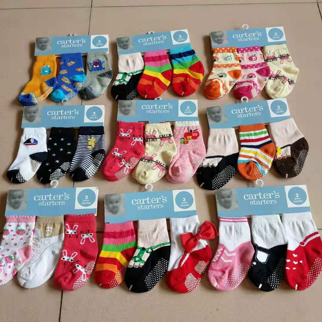 Carter-calcetín de Interior para bebé recién nacido, calcetines de invierno de algodón grueso para niña, calcetín divertido con suelas de goma: Girl 1 pair random / 0-3 months