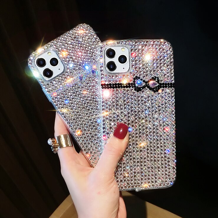 Apple 12ProMax rhinestone mobile phone case luxury ladies with diamond high-end iphone11 protective cover tide cases