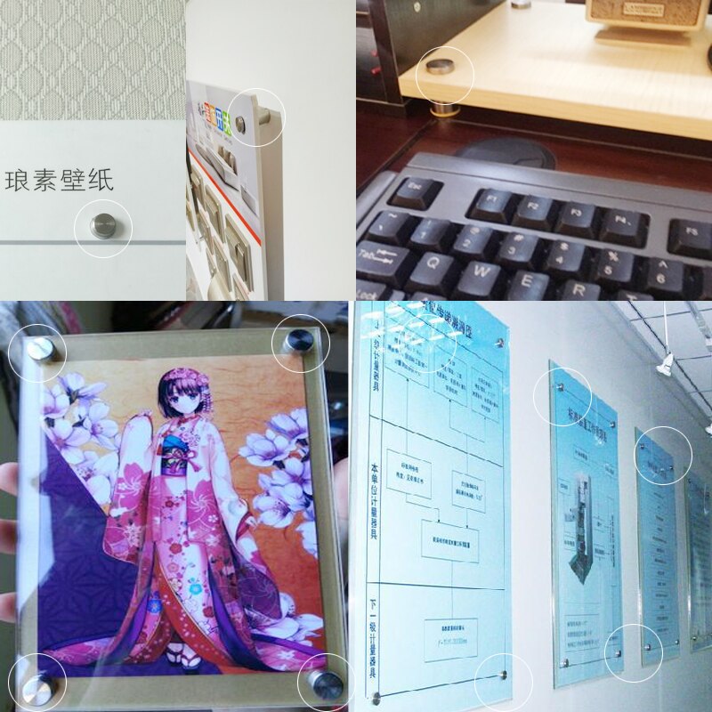 10PCS Glass Fasteners 25mm Stainless Steel Acrylic Advertisement Standoffs Pin Nails Billboard Fixing Screws Hardware