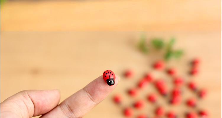 APRICOT 10pcs/lot Cute Mini Ladybugs Garden Miniatures Artificial Micro Landscape Wodden Handmade