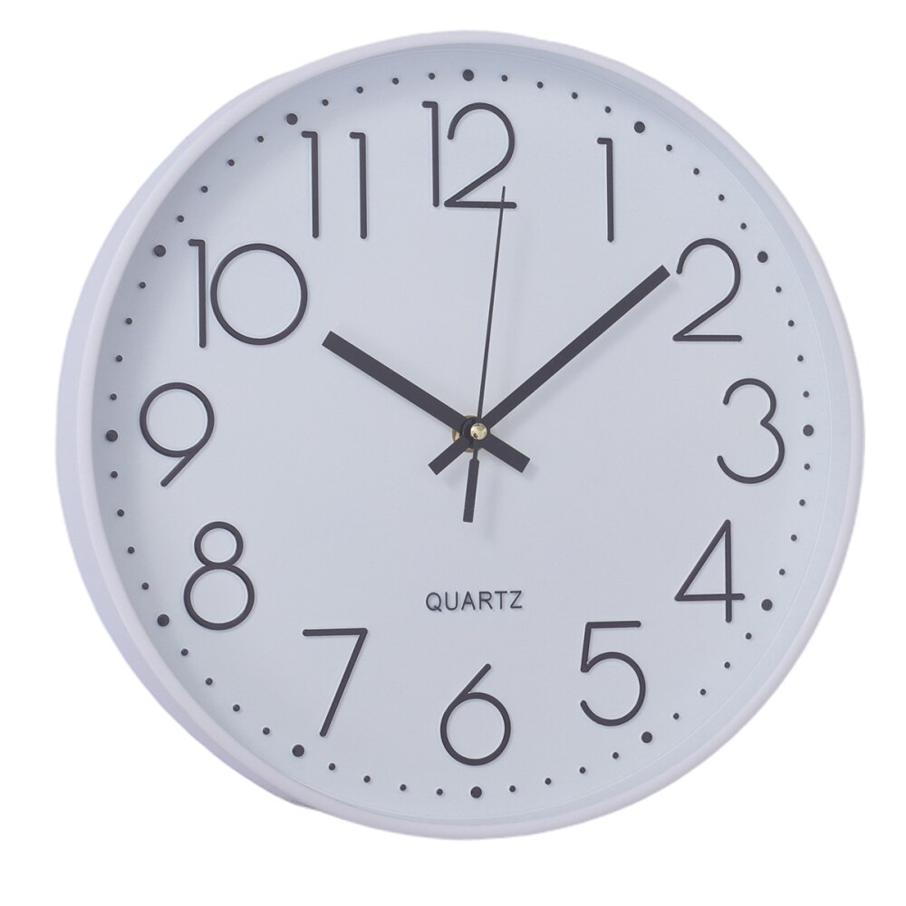 Wall Hanging Clock 3D Numbers Scale Wall Clock Mute Clock Living Room Clock without Battery (White)