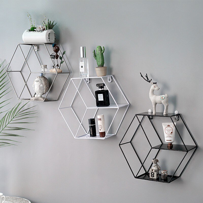 Circulaire Ijzerwerk Wandkleden Rack Multi-Raster Opslag Plank Ijzer Creatieve Studie Boekenkast Meubels Decor